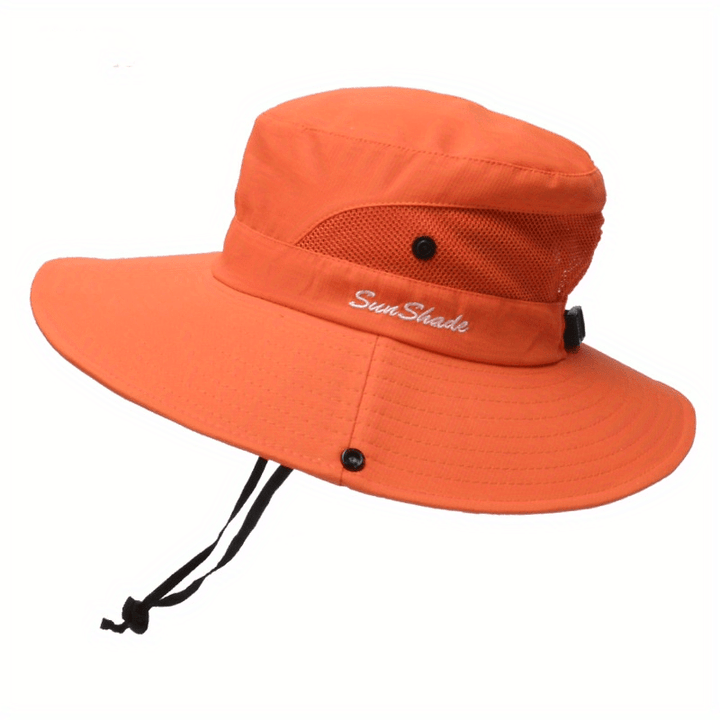 Pink wide brim UV protection summer hat for women, perfect for vacations.