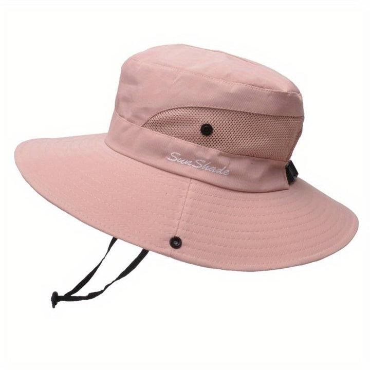 Women's pink sun hat, wide brim and UV protection for ultimate comfort.