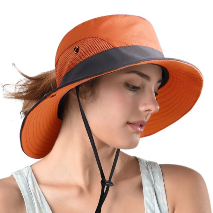 Stylish pink beach hat for women, offering excellent wide brim UV sun protection.