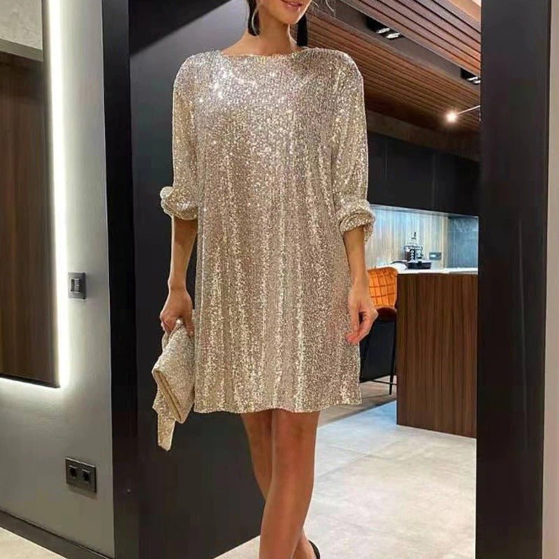 Stylish women's loose fit party dress, providing ultimate comfort & a fashionable look for any special event.