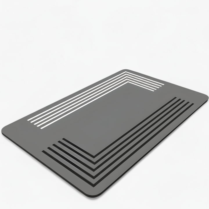 Stack of folded soft anti-slip bath mats in various neutral colors, ready for easy transport.
