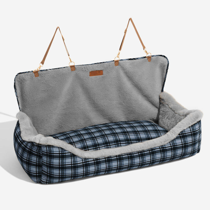 RideSafe CozySeat: the ultimate plush dog car bed for secure & comfortable pet travel.