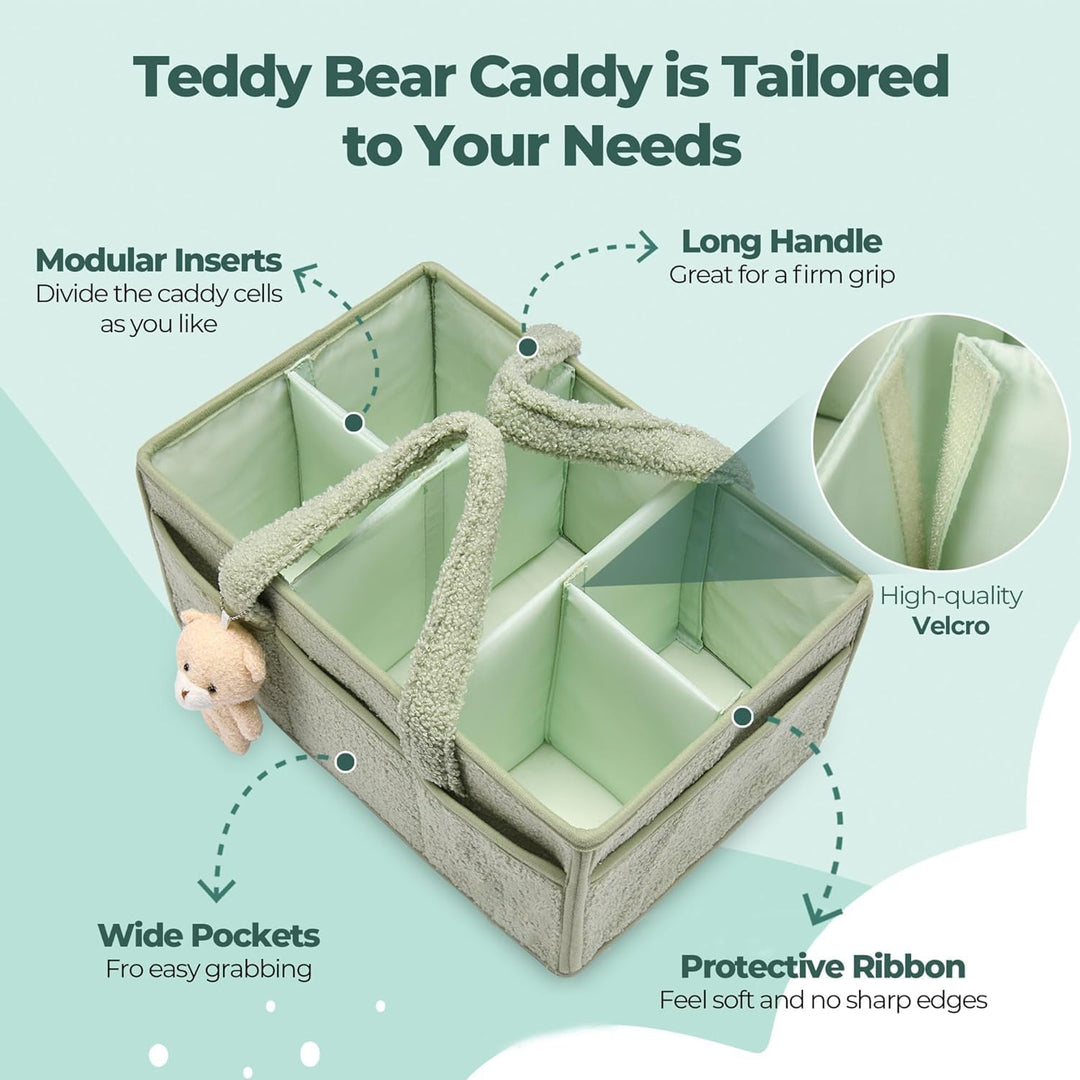 White sherpa nappy organizer next to a crib, essential for nighttime diaper changes