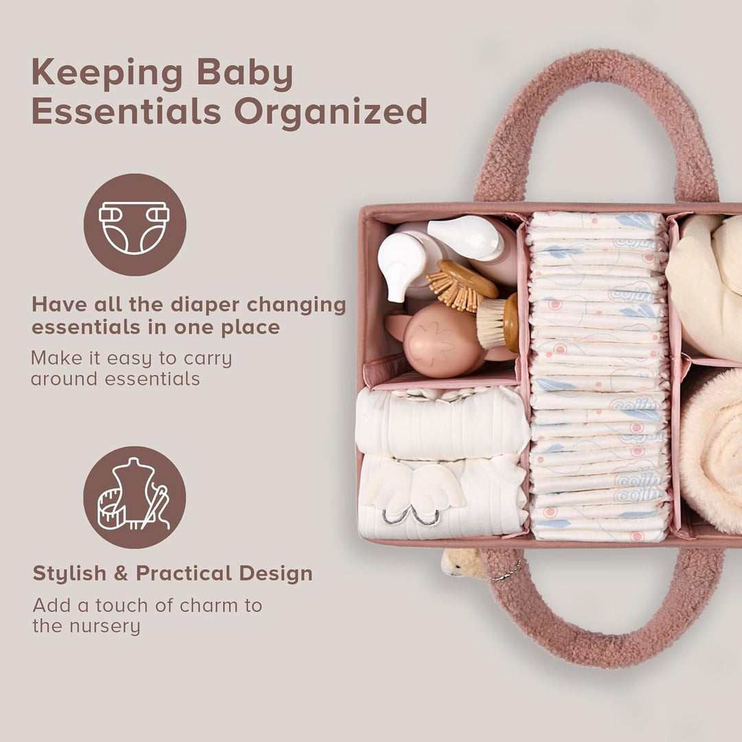 Green Elvoria baby organizer, with bottles and feeding accessories, tidy and accessible