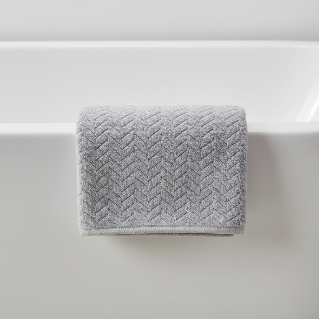 Complete set of premium microfiber bath towels in neutral tones, ideal for any home and daily use.