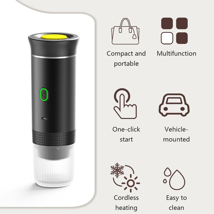 Handheld espresso maker, 3-in-1 functionality, and rechargeable for on-the-go brewing