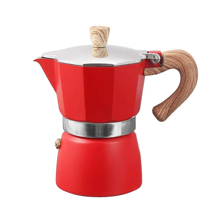 Sleek aluminum stovetop espresso maker, a must-have coffee accessory for true Italian coffee lovers.