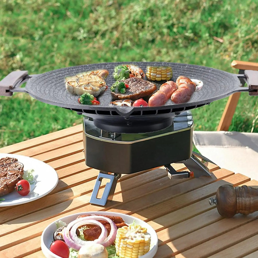 Versatile aluminum grill pan, essential cookware for camping and outdoor BBQ