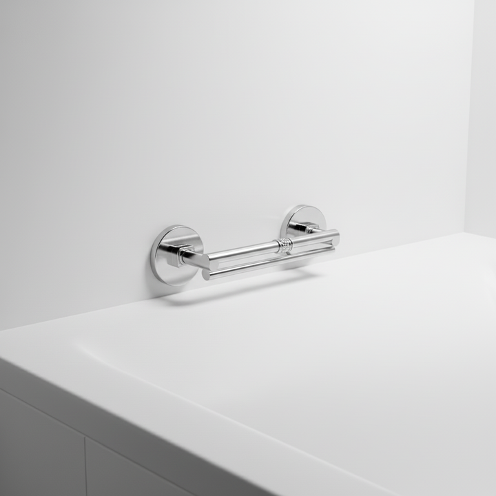 SlipGuardo portable anti-slip grip on a shower wall for bathroom safety and mobility aid.