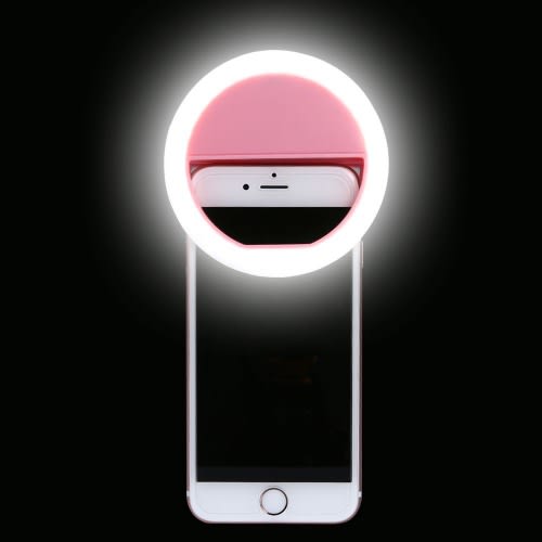 GlowSnap portable selfie ring light, clip-on for phone, enhances photos and videos with soft, even illumination