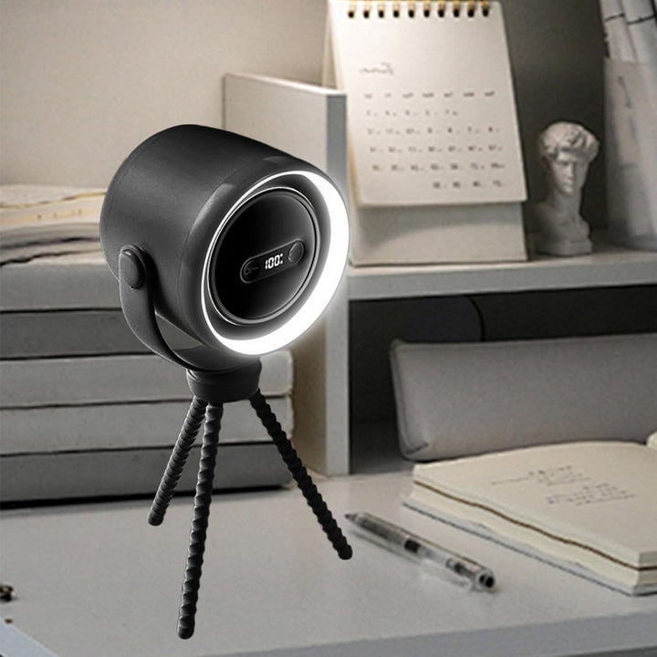 Unisex travel fan with LED night light, perfect for baby gear and quiet operation.