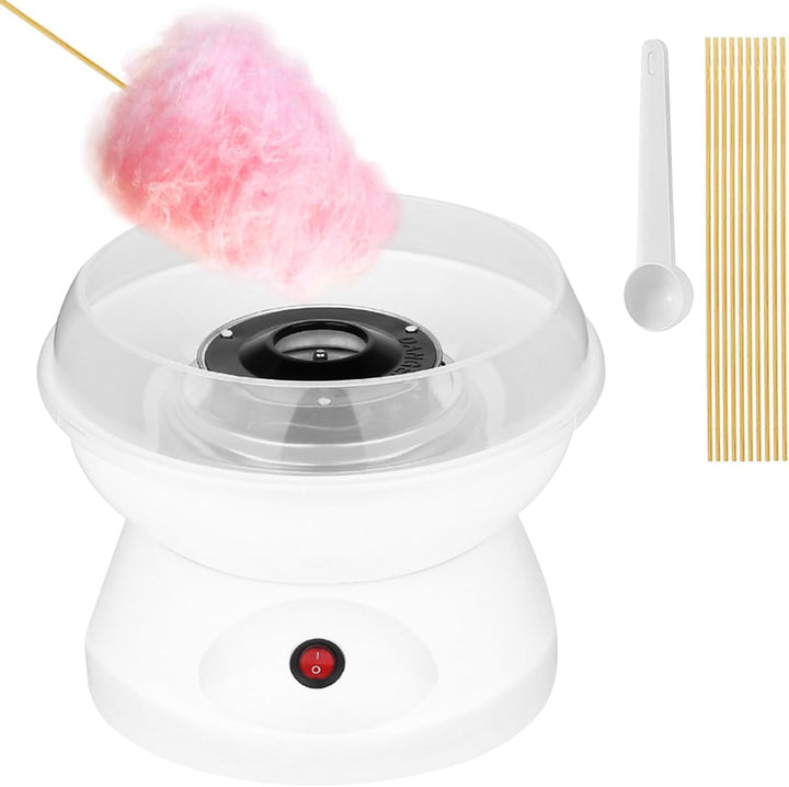 Portable Flurina cotton candy machine, pink, making fluffy sweet treats for home party fun.