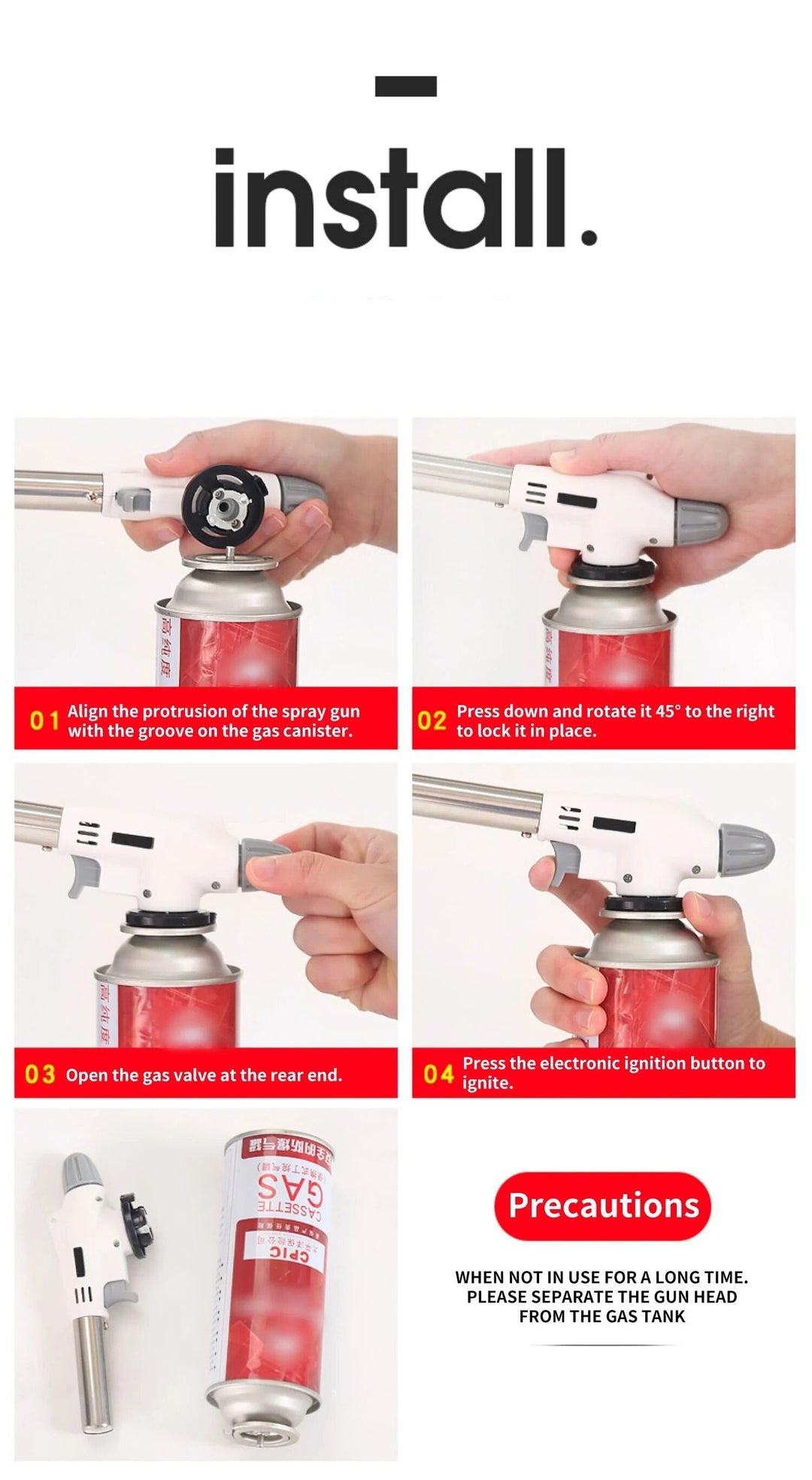 Versatile metal butane gas torch, suitable for BBQ, outdoor cooking, and camping