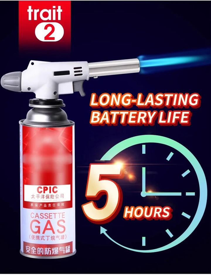 High-quality metal butane flame gun, essential for camping, BBQ, and kitchen tasks