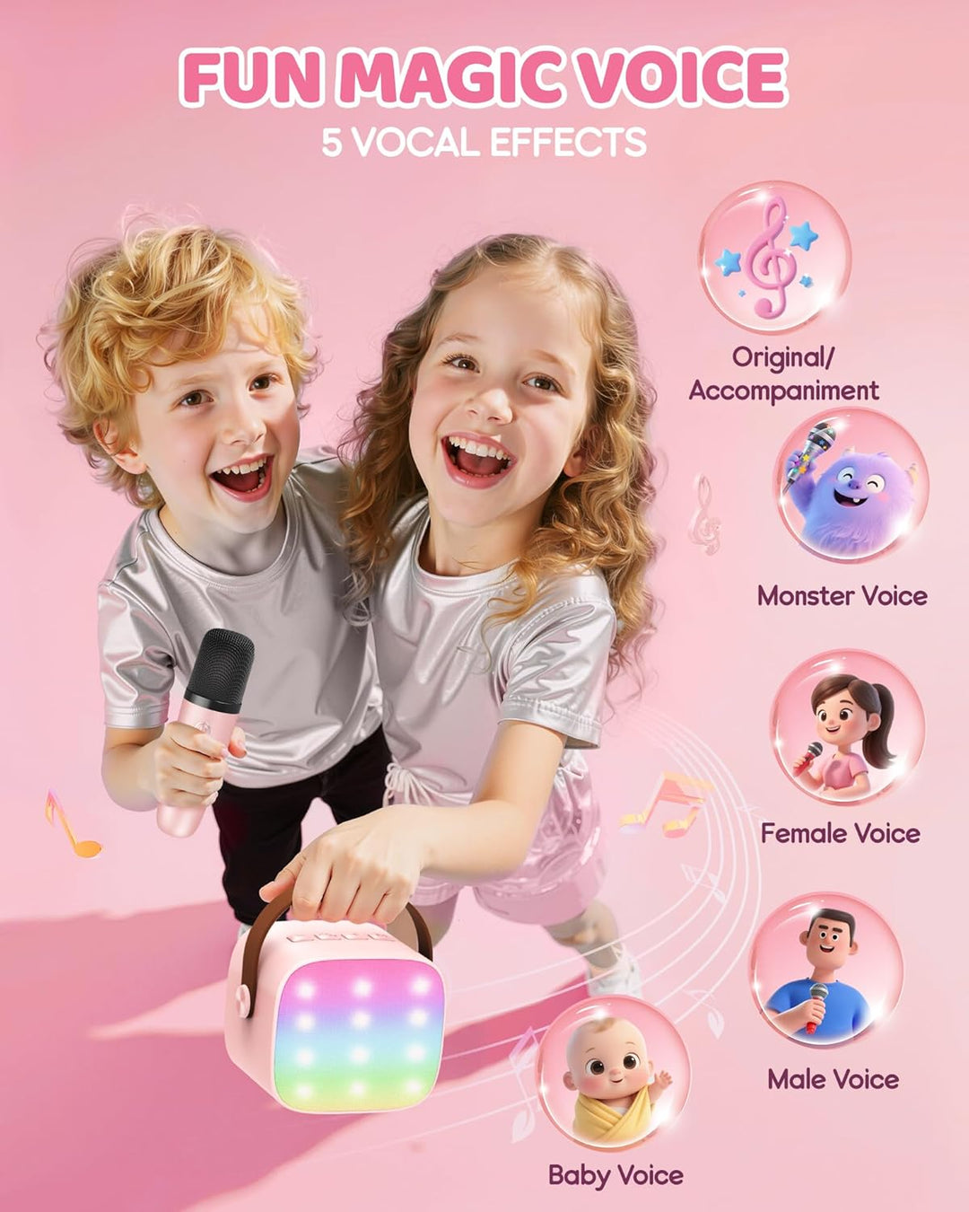 Veylo Karaoke System with wireless microphones and integrated music player for versatile use