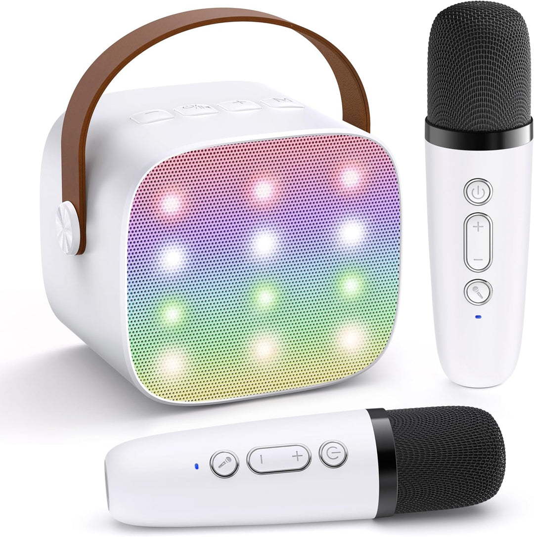 Adults using Veylo Karaoke Machine with Bluetooth and wireless microphones for a home party