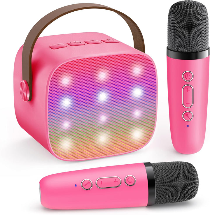 Portable Mini Karaoke Machine with Bluetooth Speaker and 2 Wireless Mics, Veylo, front view