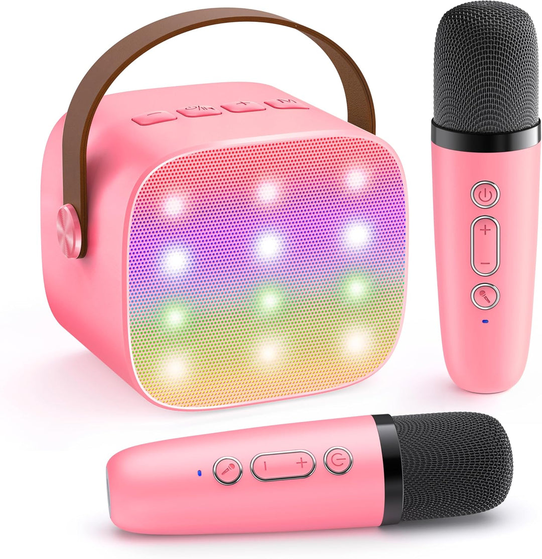 Children dancing around Veylo Mini Karaoke Machine with wireless microphones, pure entertainment