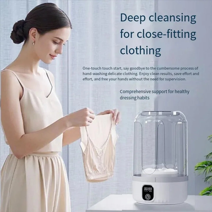 Compact wireless mini washing machine with LED screen for hygienic travel laundry