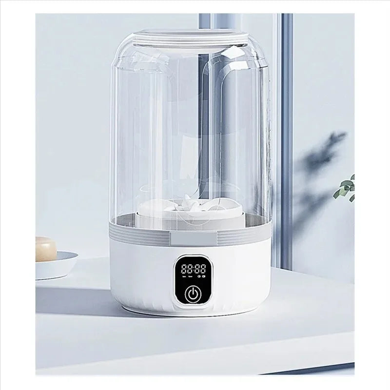 Travel-friendly mini washing machine with clear LED display for convenient laundry