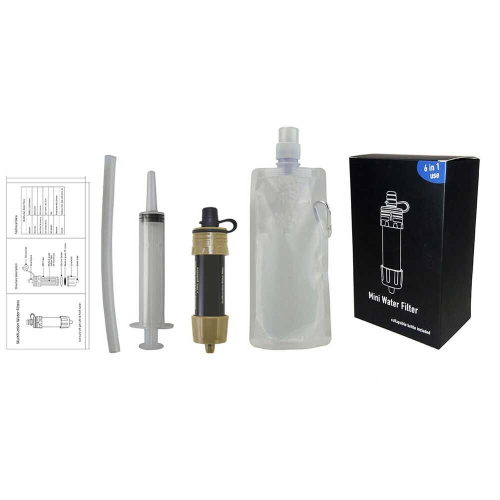 Reliable portable water purification system for emergencies, survival, and outdoor activities.