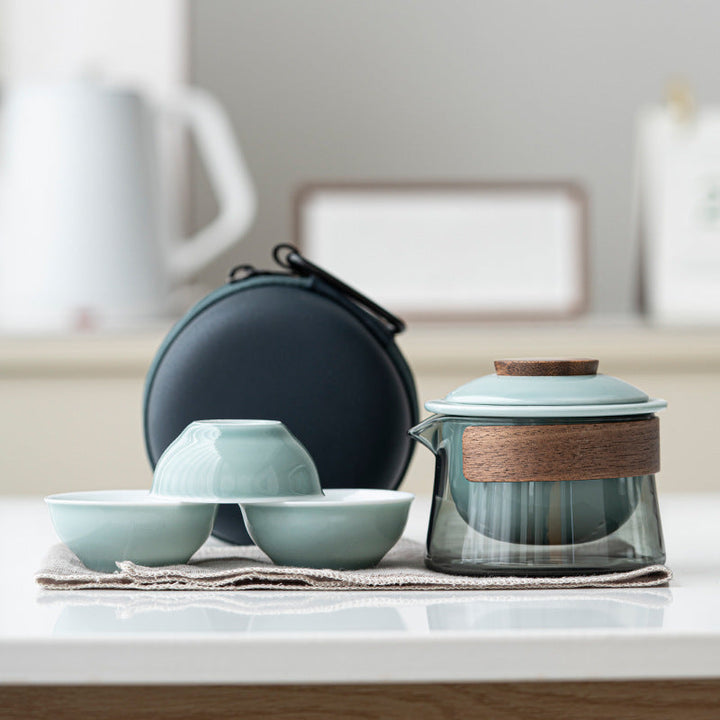Mini travel tea set for single or shared enjoyment, includes a small teapot, 3 cups, and infuser for any tea.
