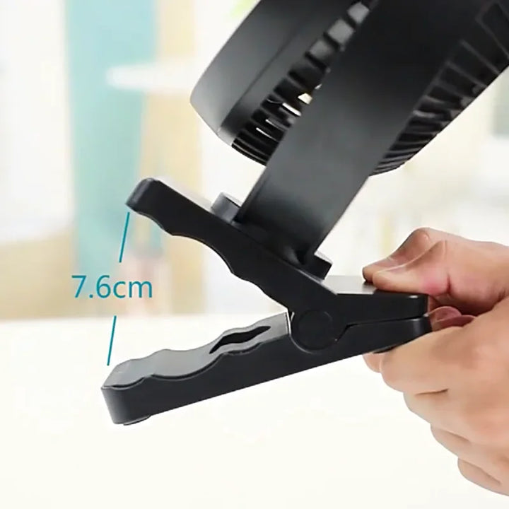 Zephyr portable clip fan, 10000mAh USB rechargeable, versatile personal cooling