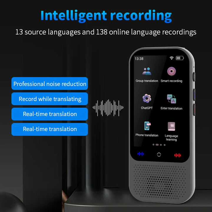 Handheld voice translation device with a large screen, excellent for multi-language communication.