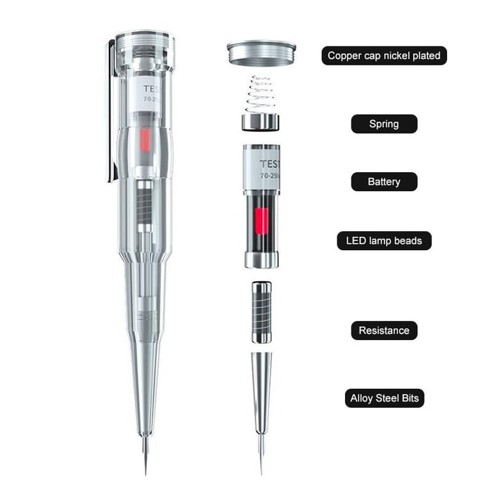 Waterproof portable voltage tester pen, essential electrician tool for home improvement & safety.