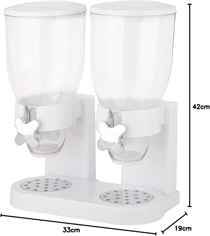 Cereal dispenser for pantry storage, clear acrylic and chrome, ideal for freshness and portion control