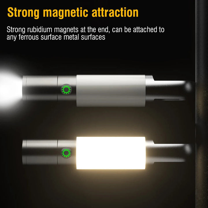 Waterproof (IPX4) USB-C rechargeable LED flashlight, built for rugged use.