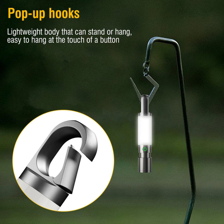Bright LED flashlight, IPX4 water-resistant, ideal for any weather condition.