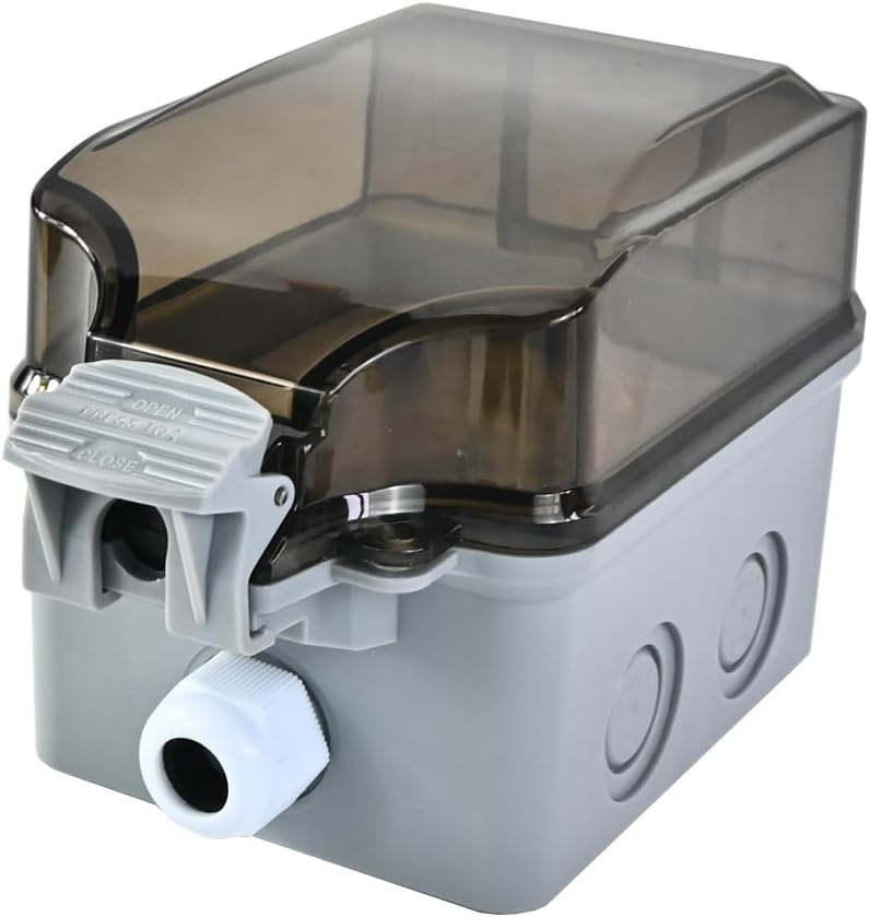 Side view of PowerGuard IP66 outdoor socket, showing durable PC material and waterproof seal.