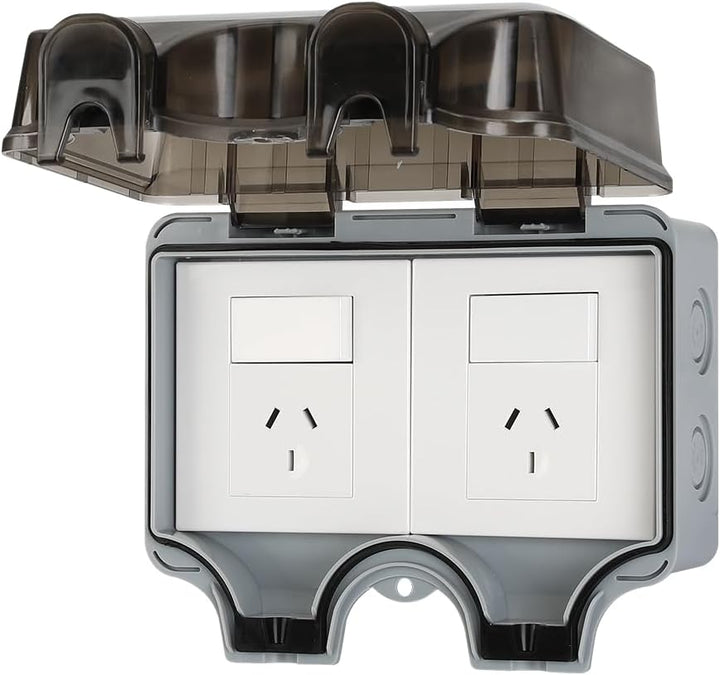 PowerGuard IP66 lockable outdoor socket, perfect for secure exterior electrical connections and outdoor decor.