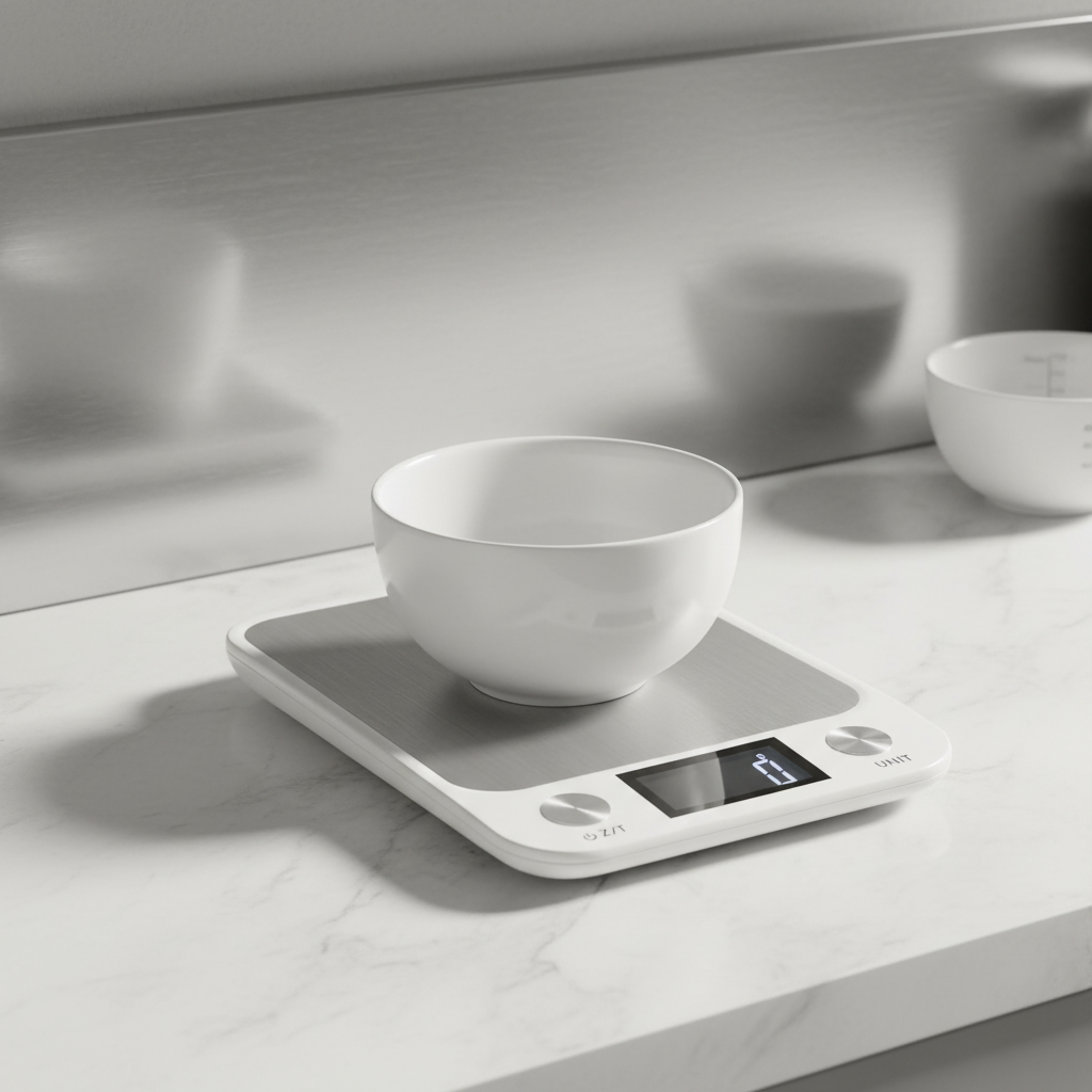 Precise digital kitchen scale for accurate baking & cooking measurements. Stainless steel design & waterproof.