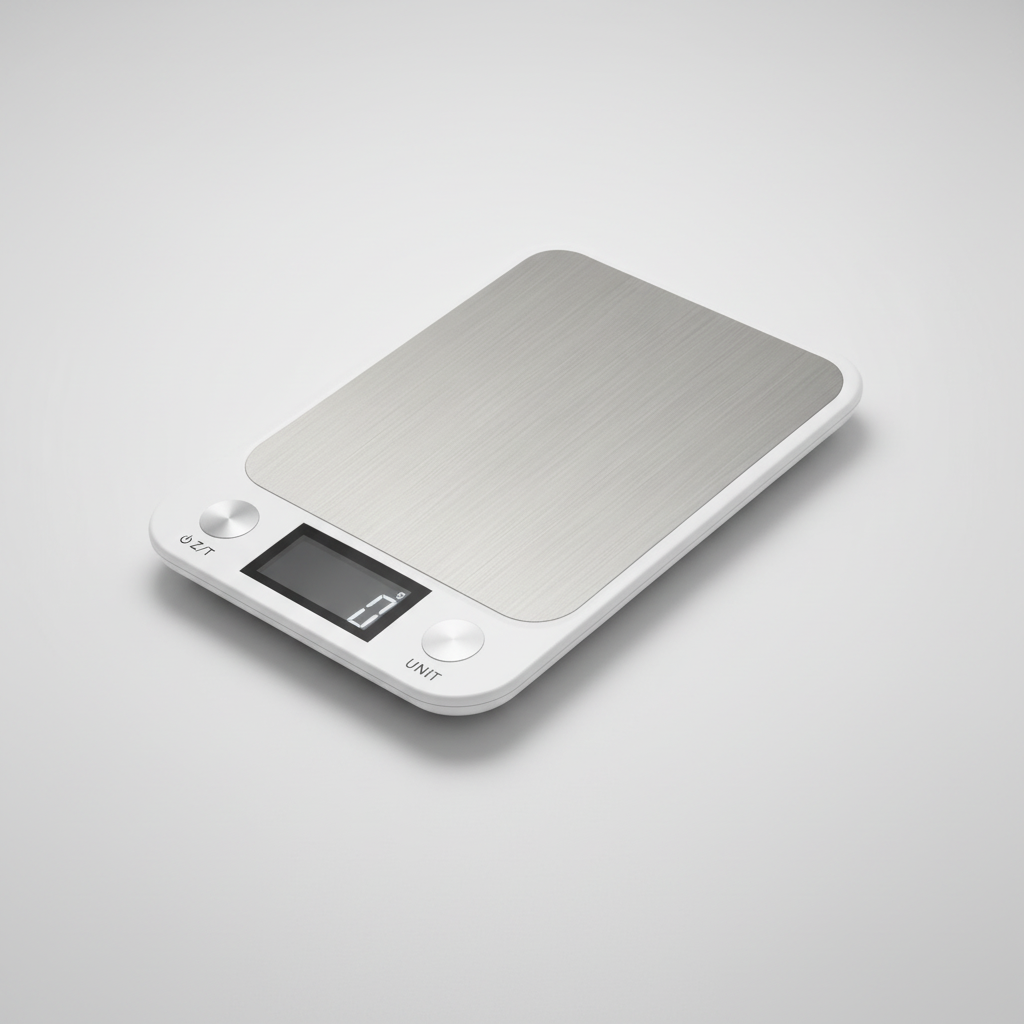 Stainless steel digital food scale, perfect for baking & cooking. High-precision kitchen scale for all ingredients.