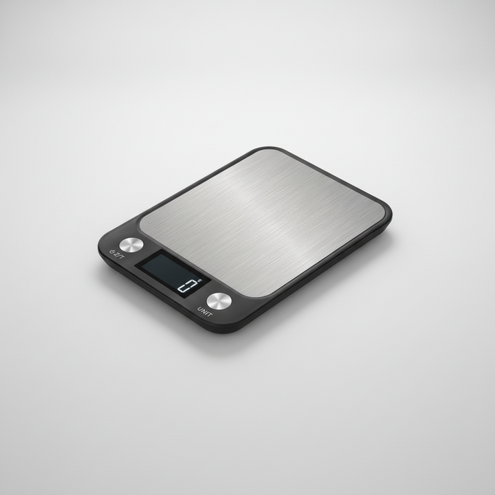 Versatile digital kitchen scale, ideal for precise baking & cooking. Durable stainless steel, waterproof & accurate.
