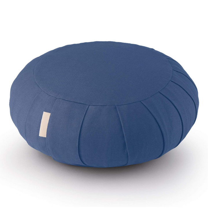 Versatile organic cotton buckwheat cushion; perfect for meditation, yoga, or as a comfy floor seat.
