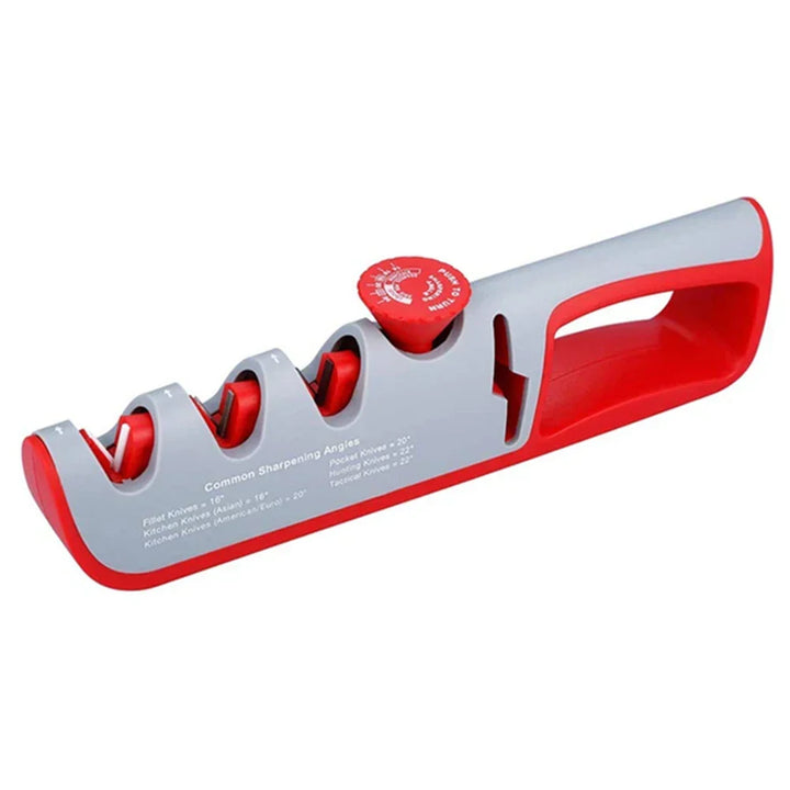 Restore & sharpen kitchen knives with this 4-in-1 adjustable blade sharpener. Features professional sharpening stages.