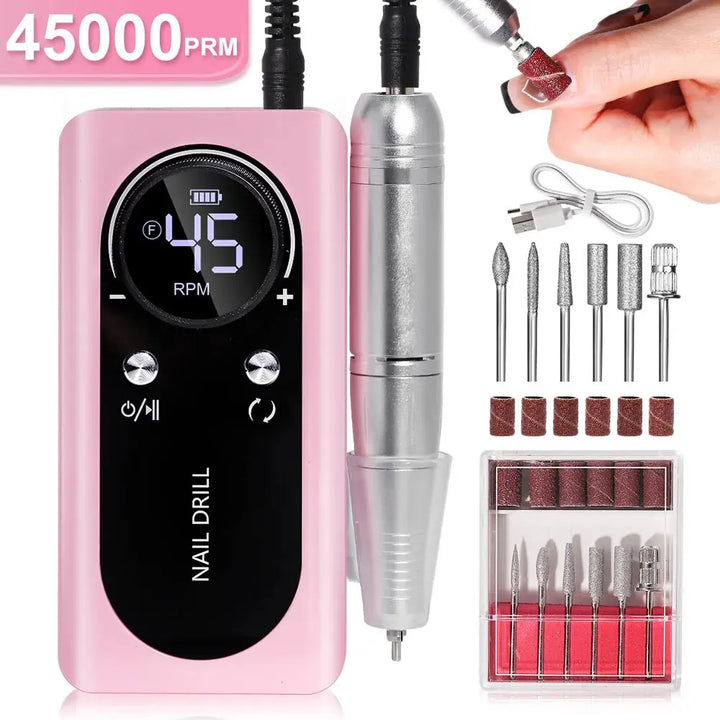 Sleek design of a 45000RPM electric nail file, a modern beauty device for nail care