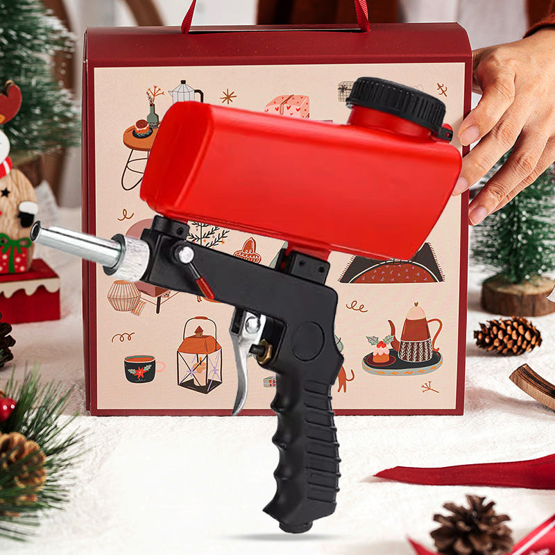 Heavy-duty sandblasting gun, a portable pneumatic tool for rust & paint stripping jobs.