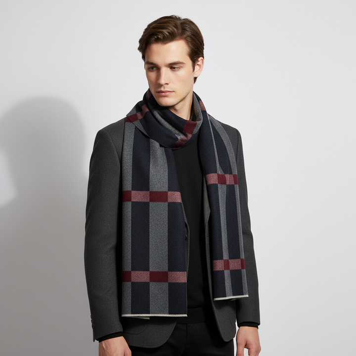Elegant beige pure wool plush men's winter scarf, a luxurious and warm accessory