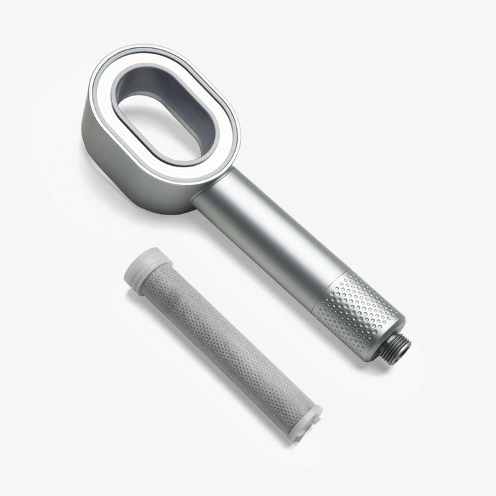 PureFlow filtered shower head for healthier skin and hair, purifying water for a better shower experience.