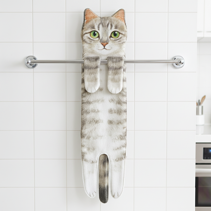 Quick-drying CatTowel hand towel, plush & absorbent, perfect for kitchen or bathroom