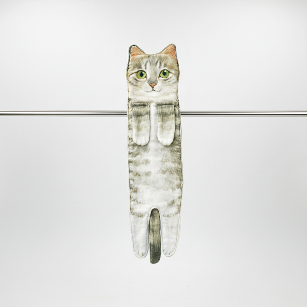 Unisex quick-dry hand towel with cute cat animal design, super absorbent for daily use