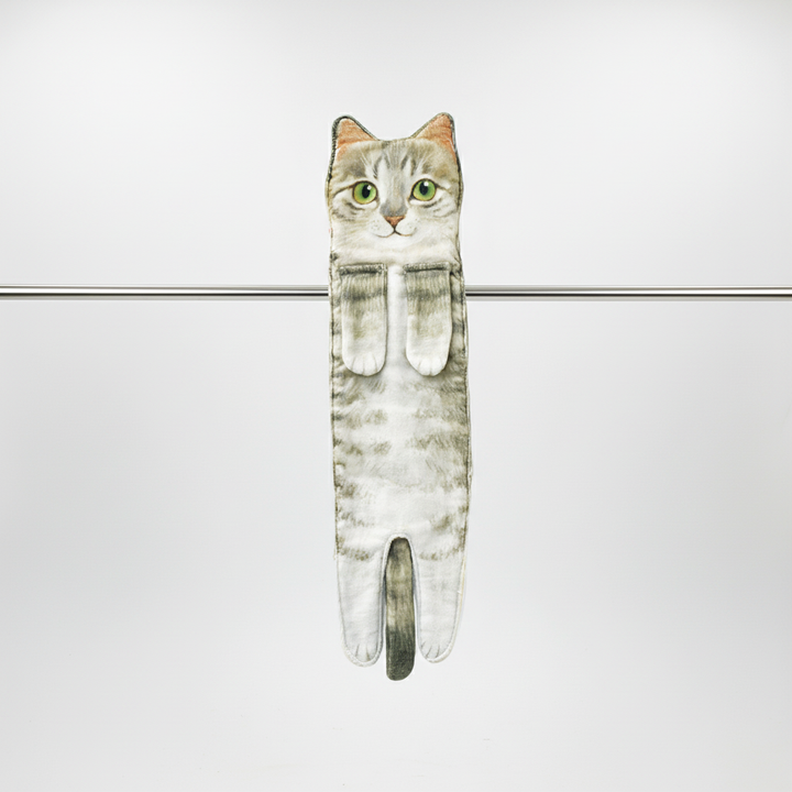 Unisex quick-dry hand towel with cute cat animal design, super absorbent for daily use
