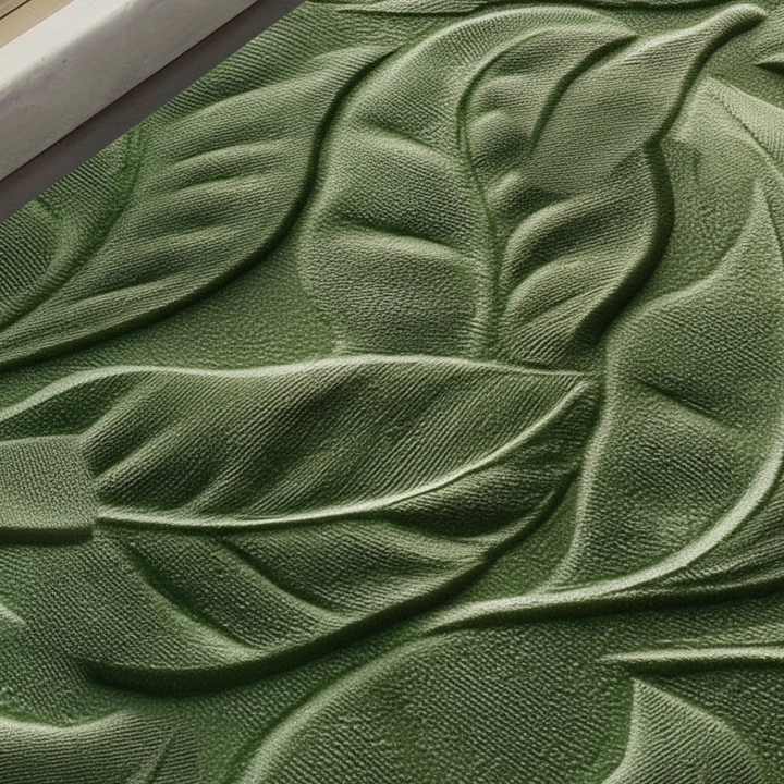Non-slip quick-dry leaf pattern bath mat. Modern diatomaceous earth bathroom mat, highly absorbent and decorative.