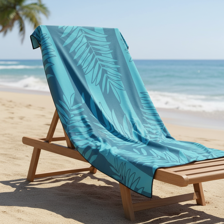 Quick-drying microfiber beach towel set, TropicalTouch, with vibrant tropical print, ideal for travel & pool