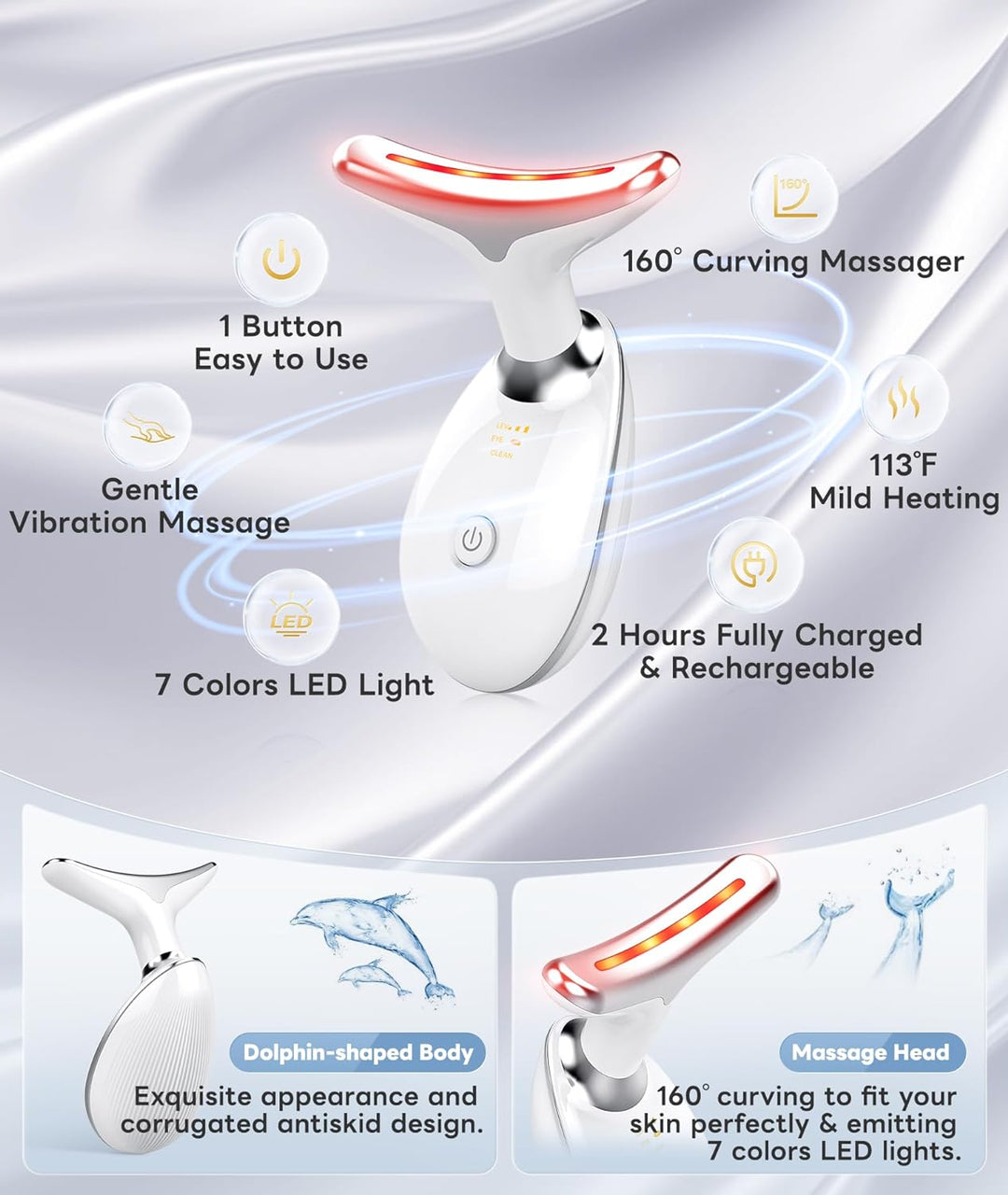 Compact RadiantGlow 7-Color LED facial massager for skin wellness