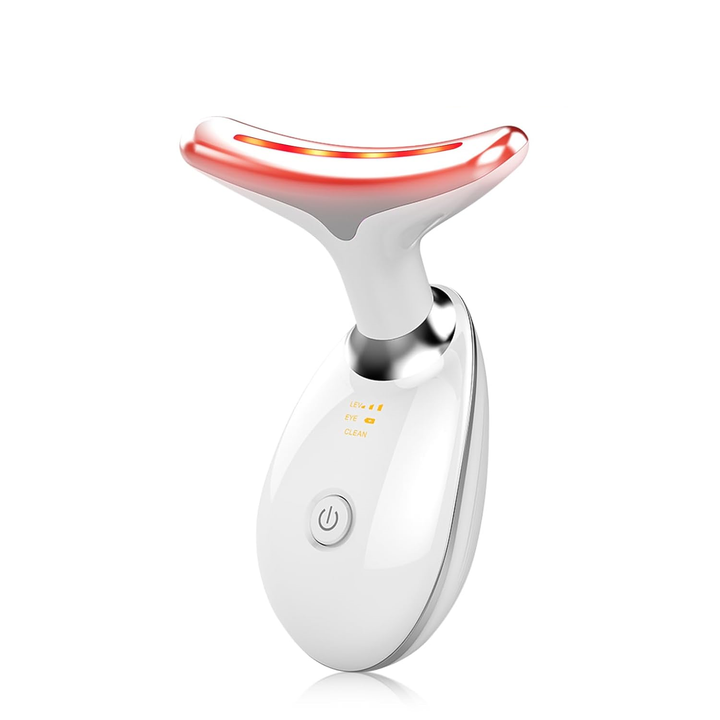 RadiantGlow 7-Color LED facial massager for skin rejuvenation, close-up, white background.